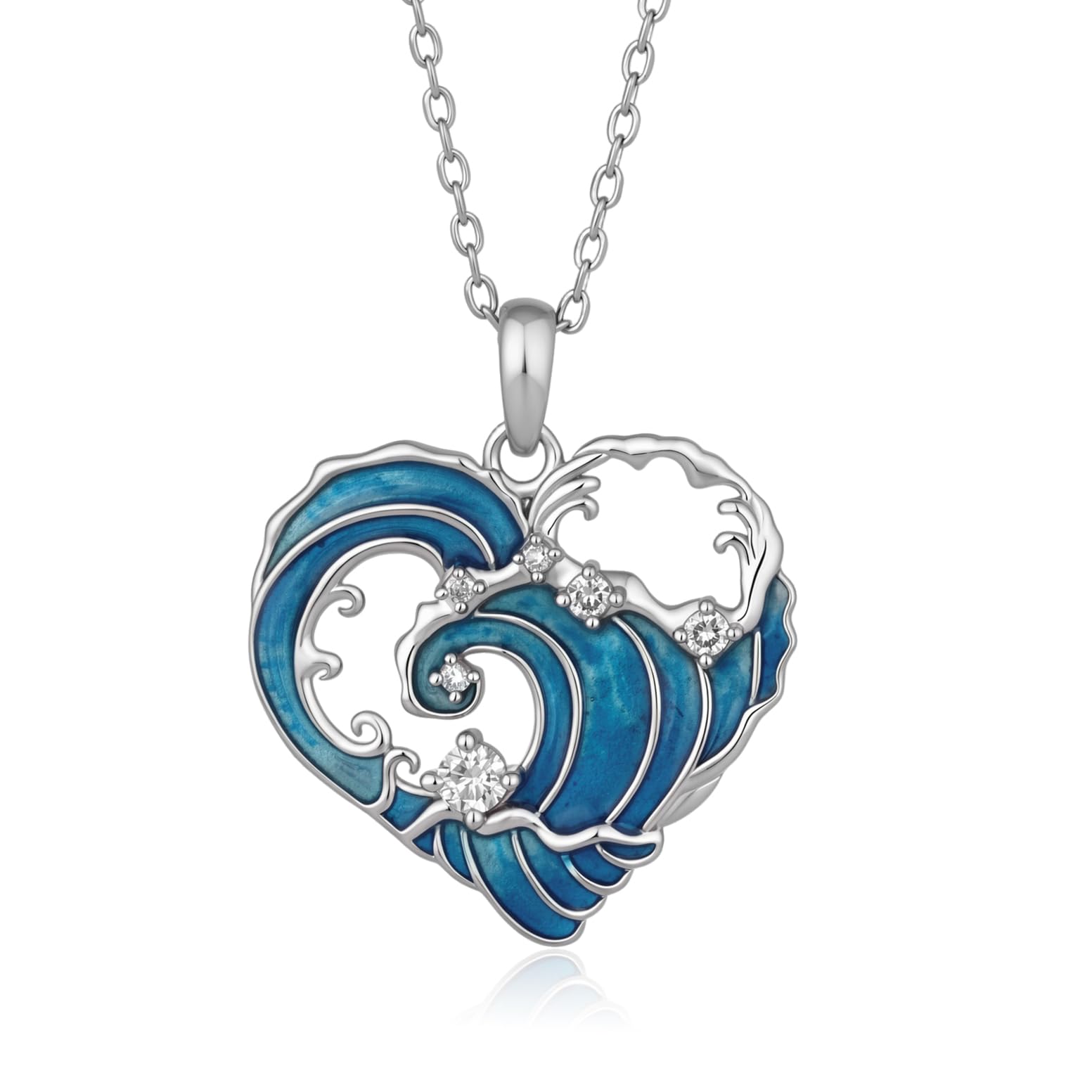 Souxizhu Lab Grown Diamond Ocean Wave Necklace for Women, 925 Sterling Silver Lab Diamond…