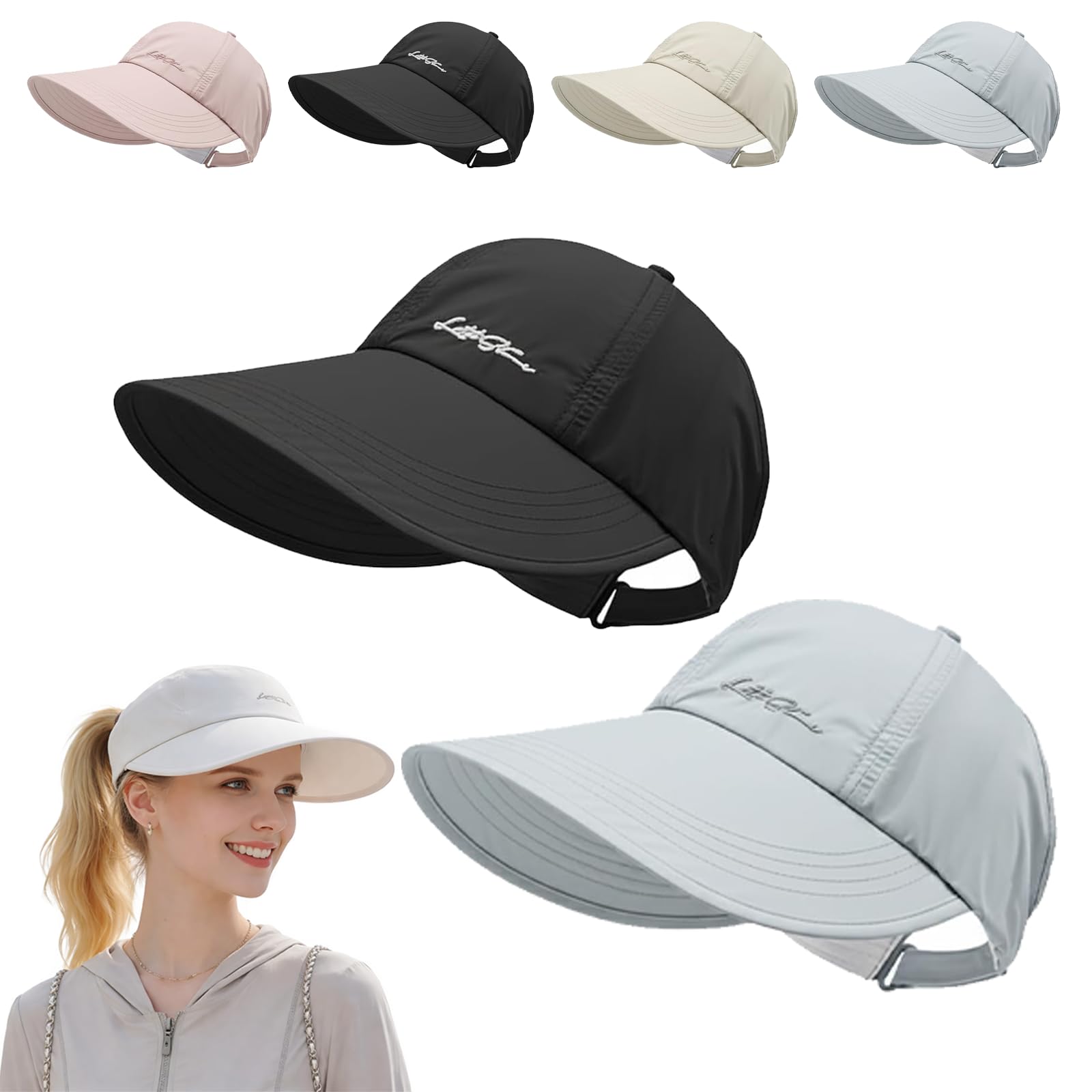 Behound Women's G 2 Pack Upf Sun Protection Baseball Hat For ,Lightweight Wide Brim Outdoor Cap,Adjustable Velcro Closure,Uv Protection (G)