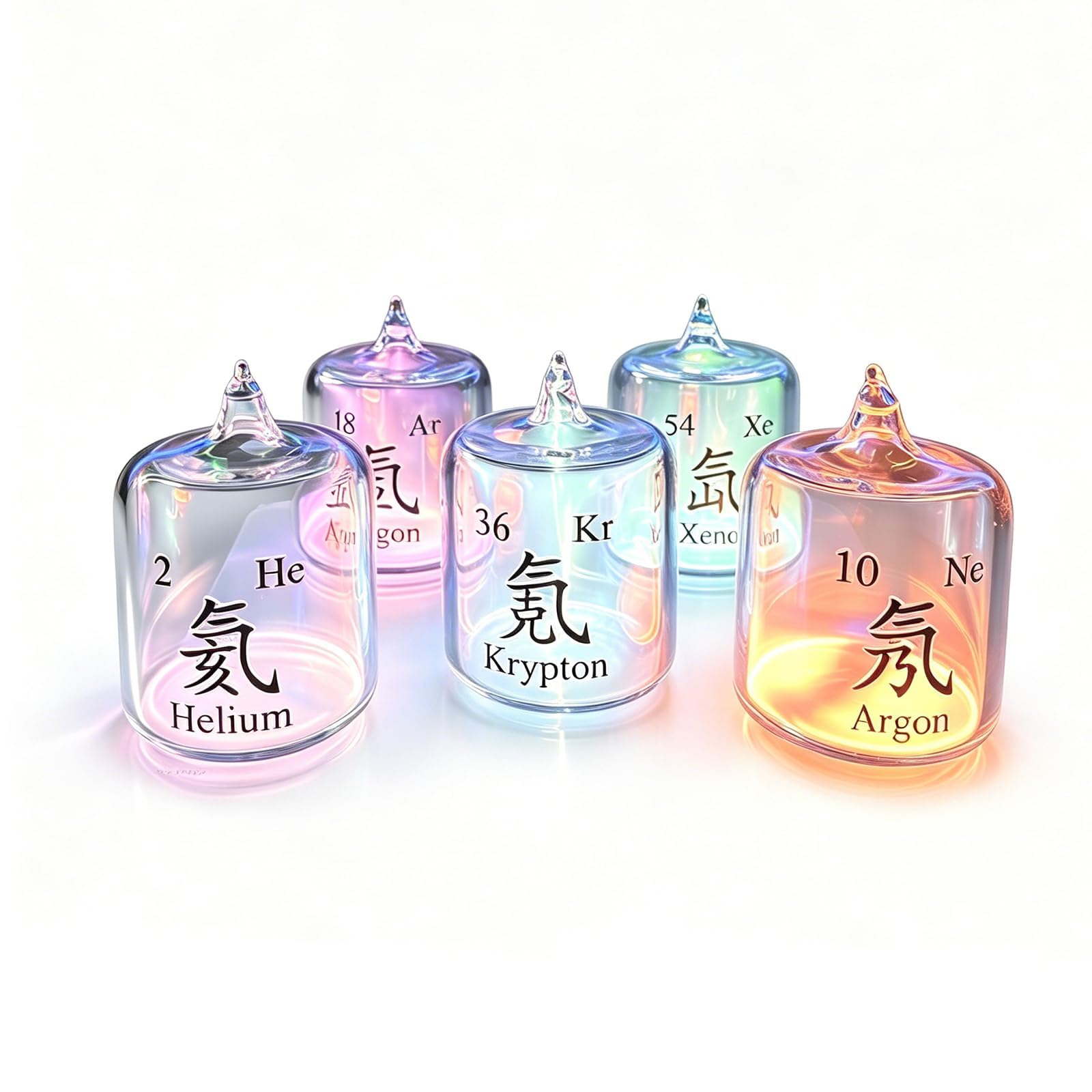 YZDKJZ Rare Gas Element Cubes, Five Piece Set Of Glass Sealed Rare Gas Blocks, High Purity Nitrogen Sealed Inside, It Contains Five (he/ne/ar/kr/xe), For Element Enthusiast Collection