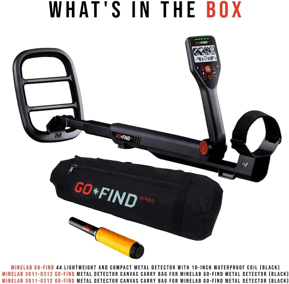 Minelab GO-FIND 44 Metal Detector with PRO-FIND 15 Pinpointer & Black Carry Bag