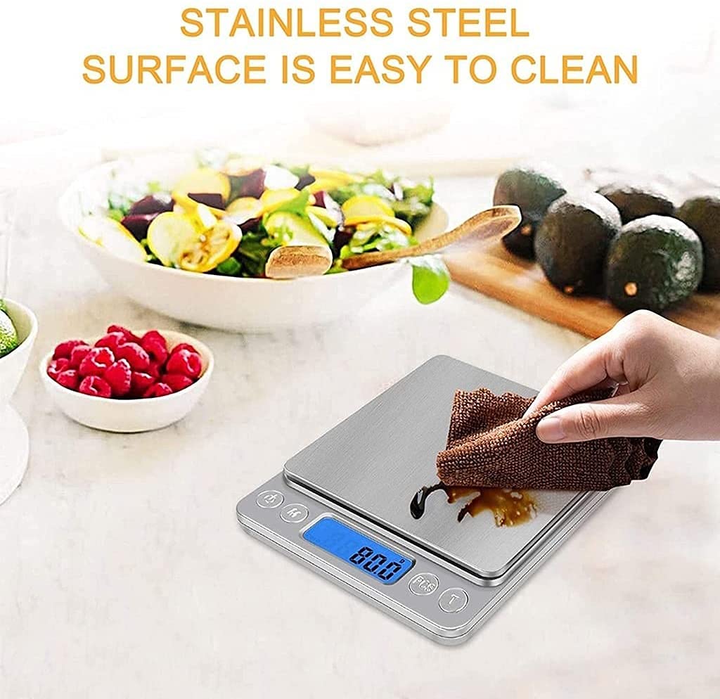 Báscula de Cocina Digital, Báscula de cocina Digital, báscula multifunción de alta precisión for alimentos con 2 bandejas, báscula de bolsillo for joyería, báscula de gramo, 6 unidades, pantalla LCD (
