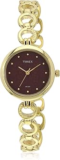 TIMEX Classics Analog Watch for Women with Purple Round Dial & Gold Brass Bracelet Band Water Resistant Women's Wrist Watches - TWEL11415