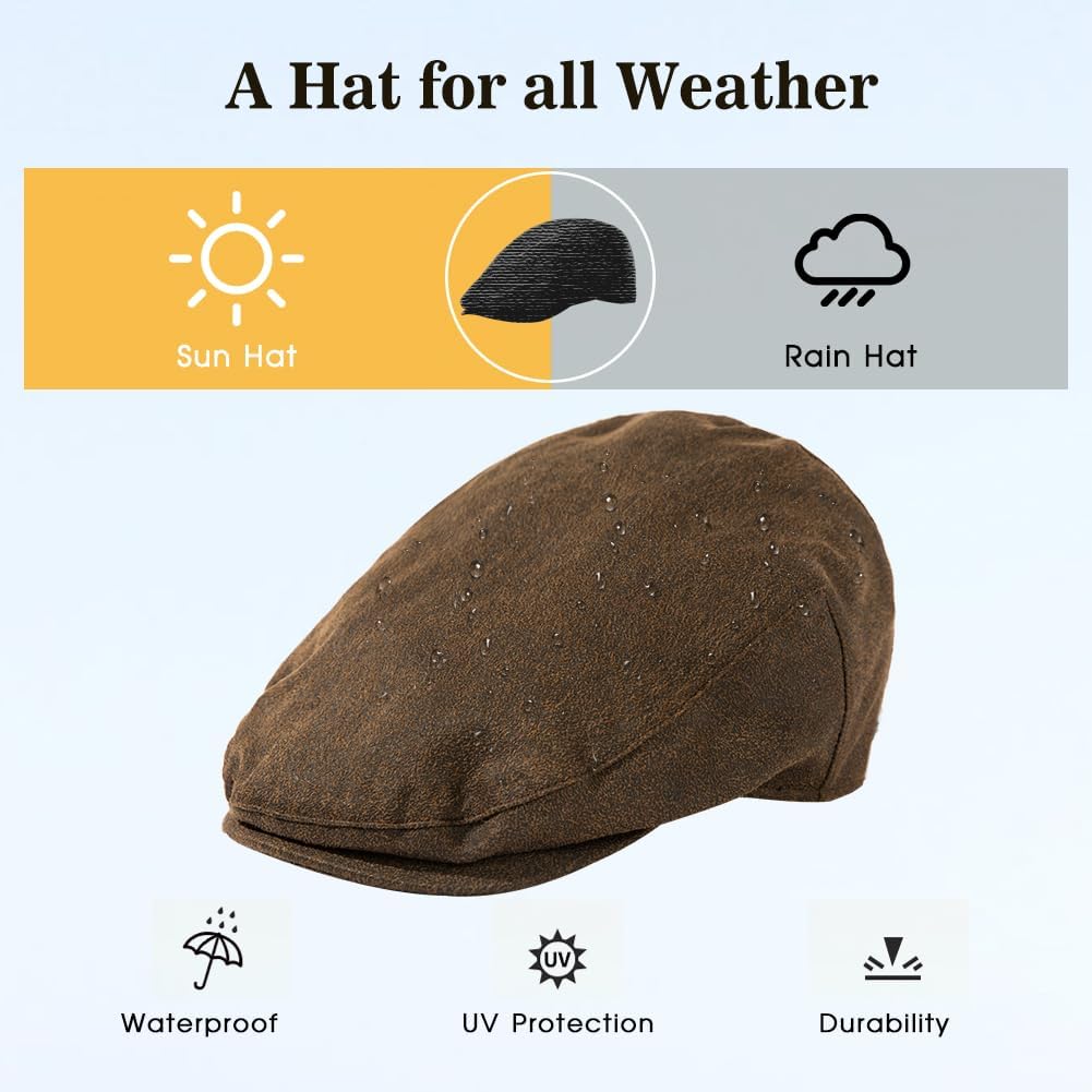TOP-EX XL/XXL Mens Newsboy Flat Cap - Gatsby Irish Duckbill Cap for Golf Driving Waterproof & UPF 50 - Image 4