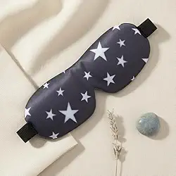Máscara de Dormir 3D Premium, Poliéster Leve, Design Anatômico, Bloqueio Total de Luz, para Viagem e Uso Diário, 15g, Preta e Rosa (Estrela)