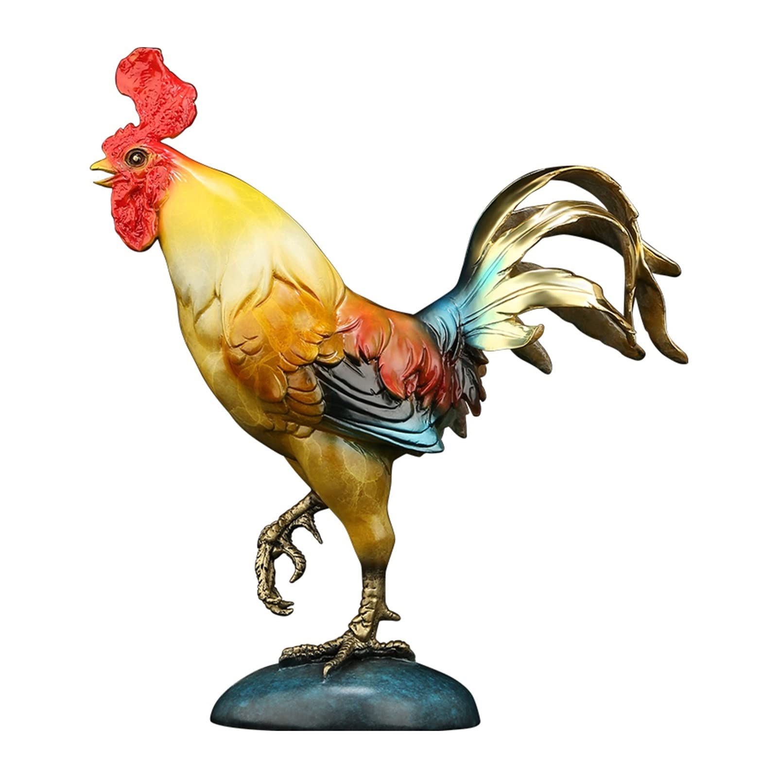 YNIYUJKL Feng Shui Buddha Statue Copper Chinese Zodiac Rooster Statue Home Decoration Bring Good Luck Feng Shui Statues Wealth Prosperity Desktop Decor Best Housewarming Opening Gift D,size_name-S