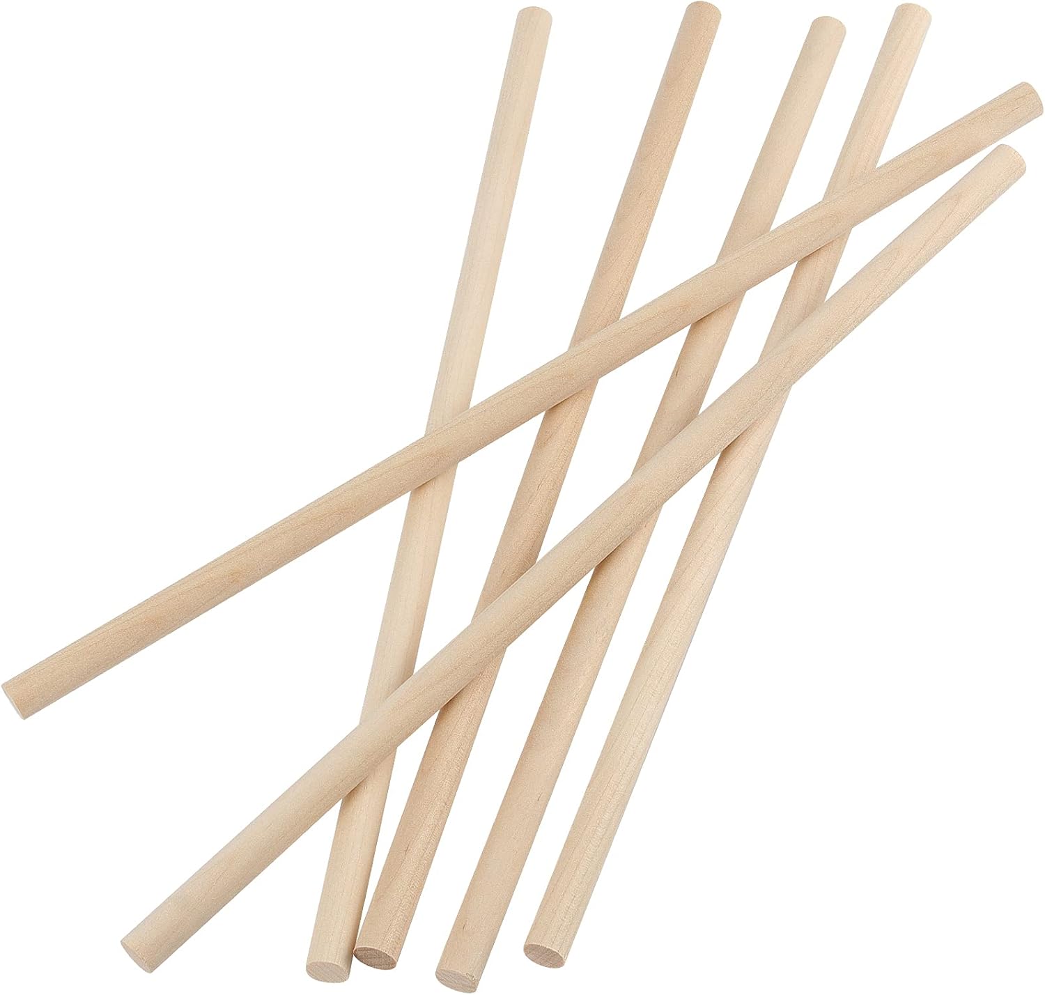 FUNSUEI 200 Pack 3/8 x 12 Inches Wooden Dowel Rods, Natural Unfinished Dowel Rods, Solid Hardwood Dowel Sticks for Crafts