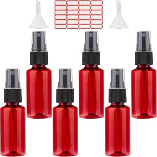 GORGECRAFT 1oz/30ml Mini Spray Bottle 8Pcs Amber Empty Fine Mist Plastic Fragrance Perfume Bottle No Leak Travel Bottle Set Small Refillable Liquid Containers with 2pcs Funnels and 24pcs Labels