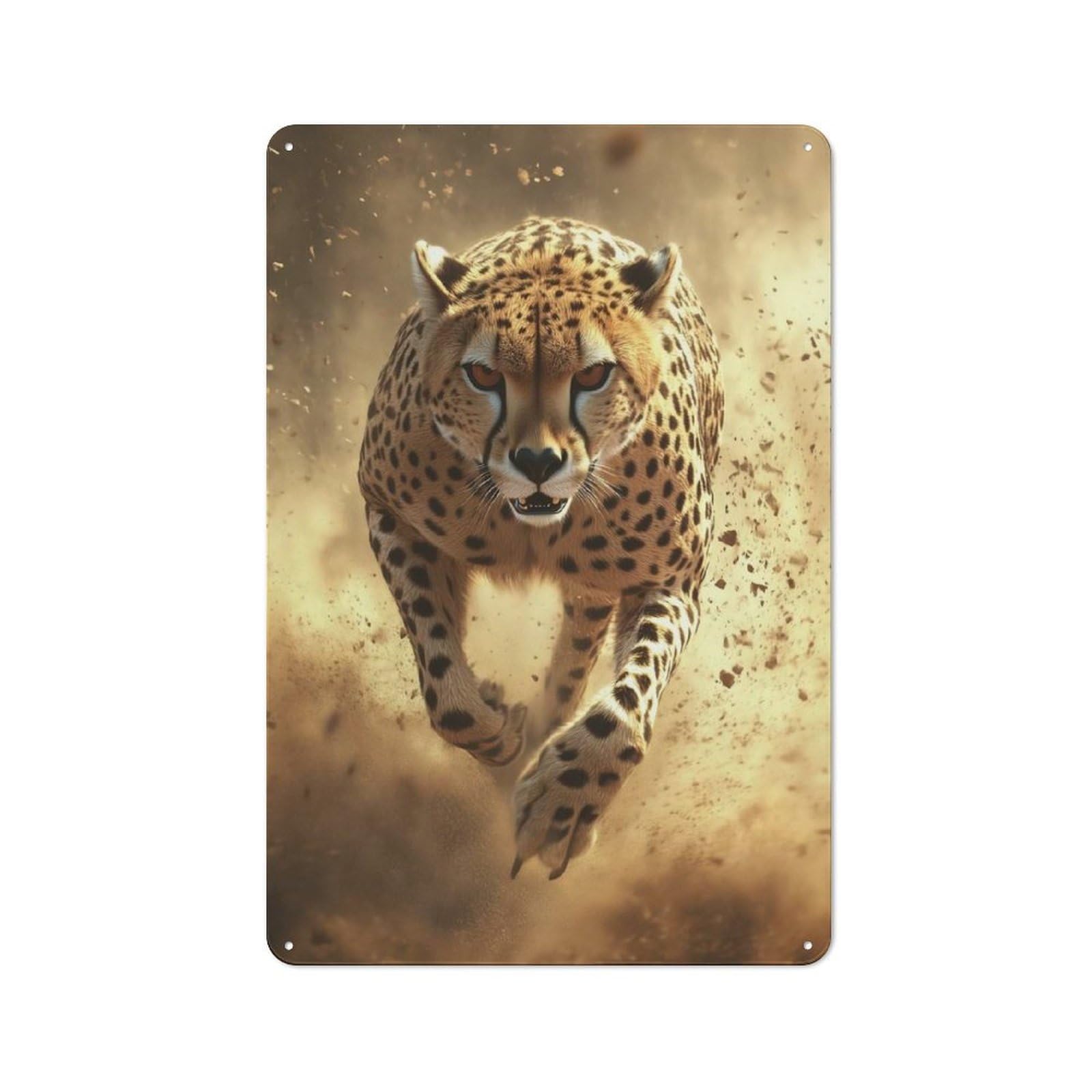 Retro Metal Wall Sign 30x20cm with Cheetah Running for Pub Or Café, for Vintage Wall Decor Fans, for Cafés, Pubs And Restaurants