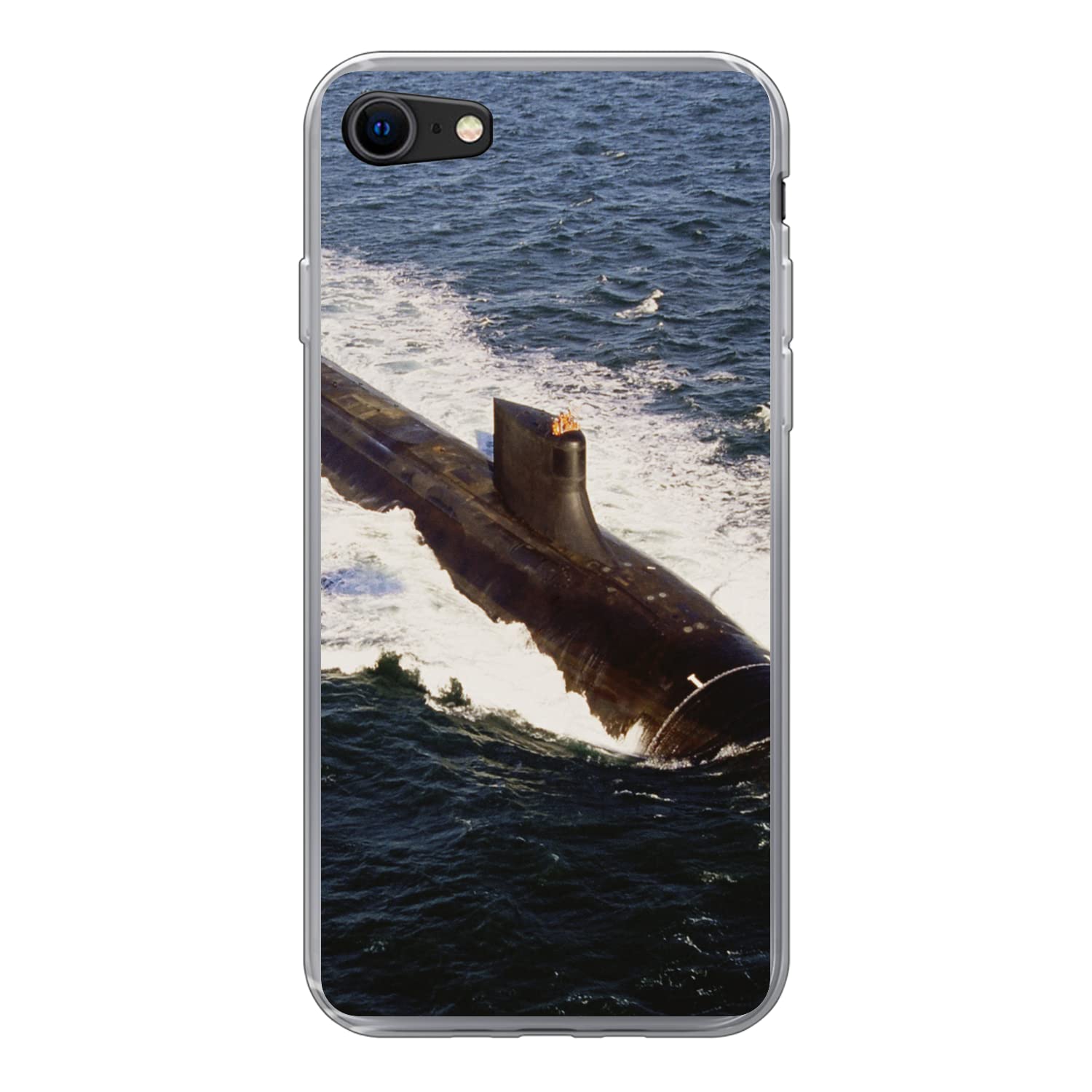 MuchoWow Funda para iPhone 7 - Un Submarino se sumerge en el Agua - Funda de Silicona/Funda Blanda para teléfono móvil