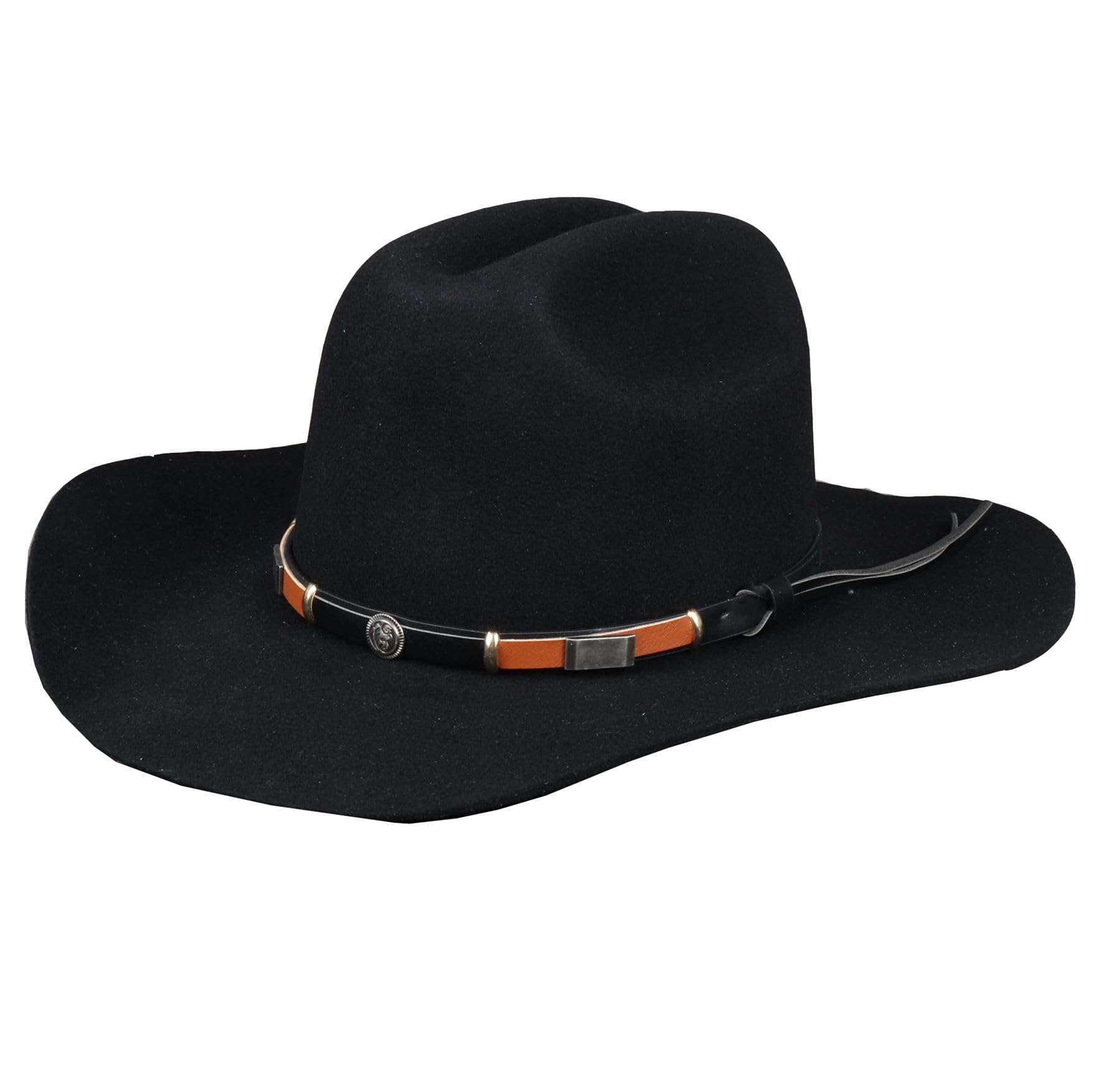 Truclothing Men's Black Cowboy Hat 100% Wool Felt Wide Brim Fedora Western Cap - S