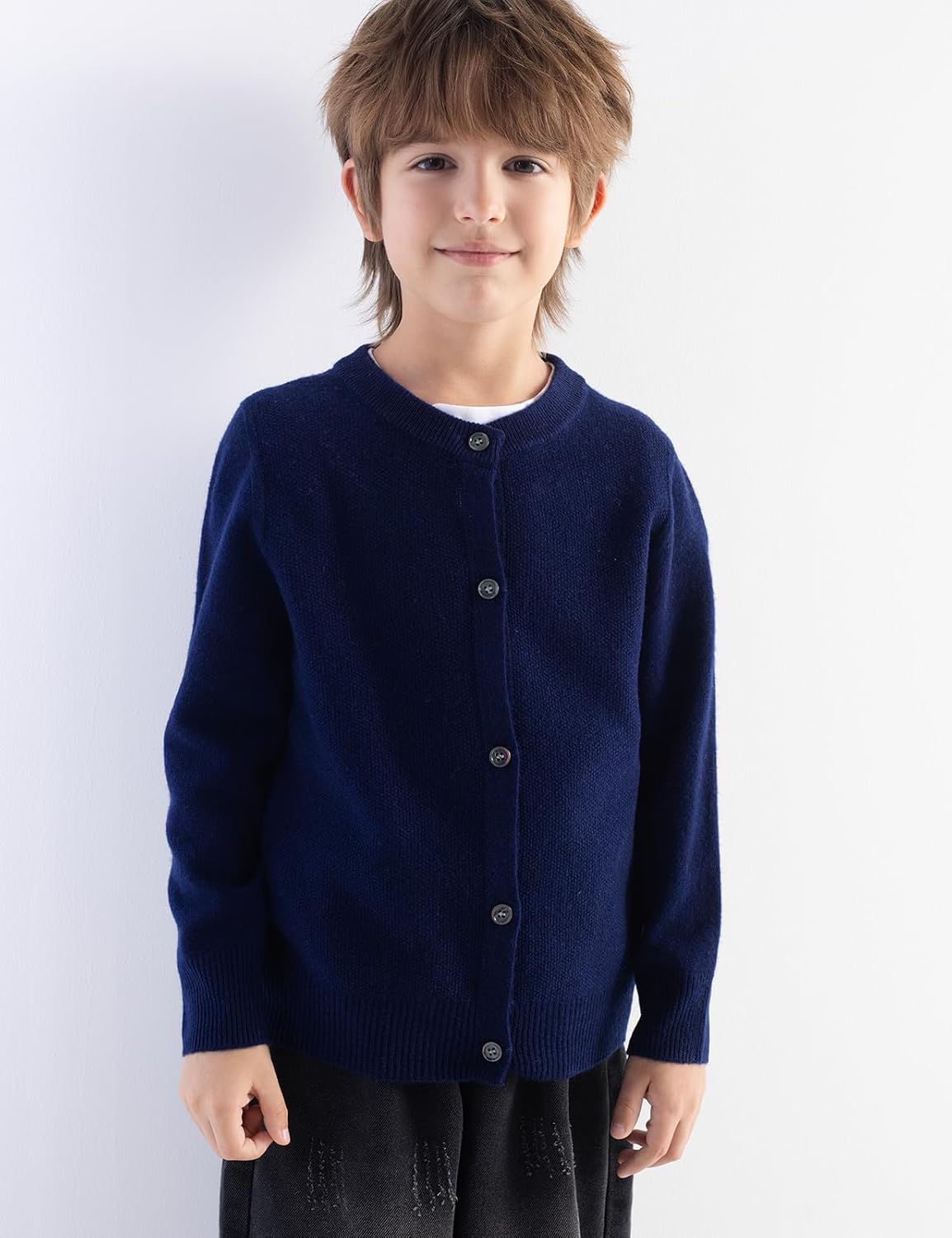 Chanyarn Girls 100% Merino Wool Cardigan Fall Winter First-Line Ready to Wear Crewneck Long Sleeve Seamless Sweater