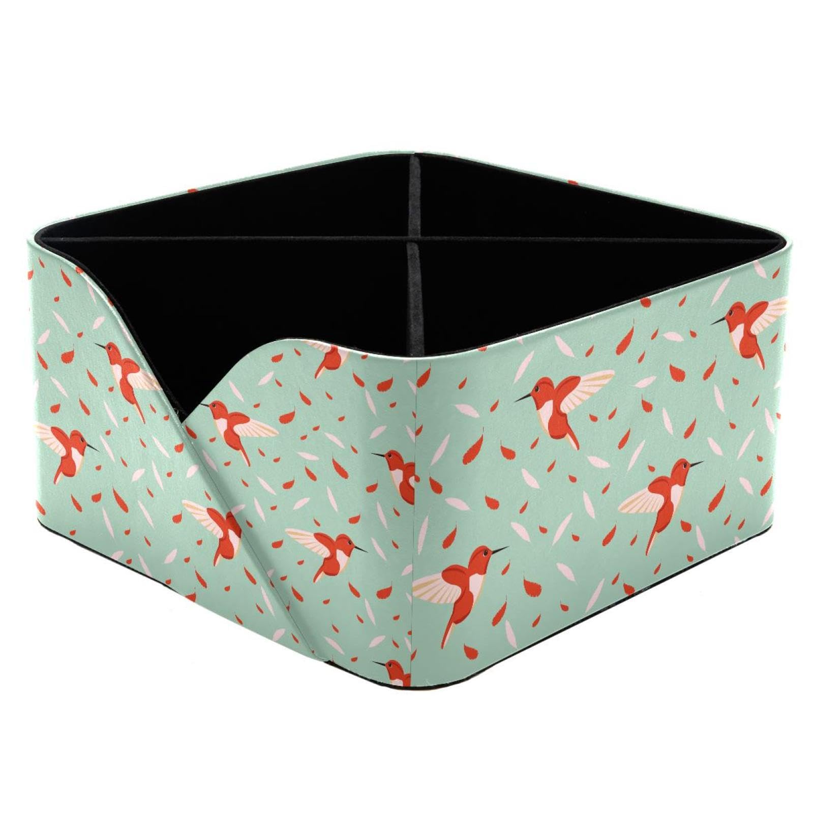 KengjuTesu Hummingbird Desktop Organizer Pen Holder, Rectangular Pencil Cup for Office, Study and Makeup Stations