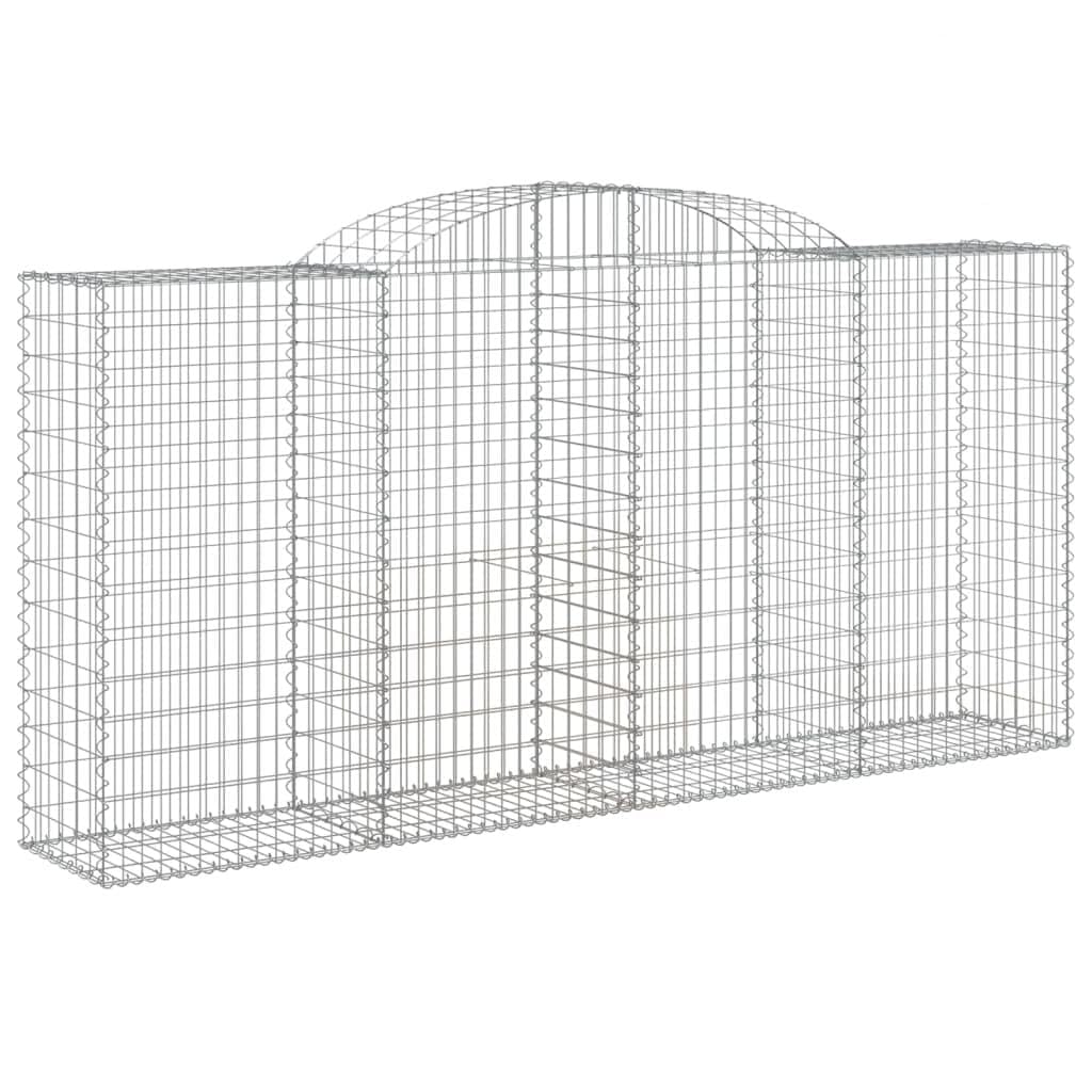 Juego de 4 gaviones con arco alto, 300 x 50 x 140/160 cm, galvanizados