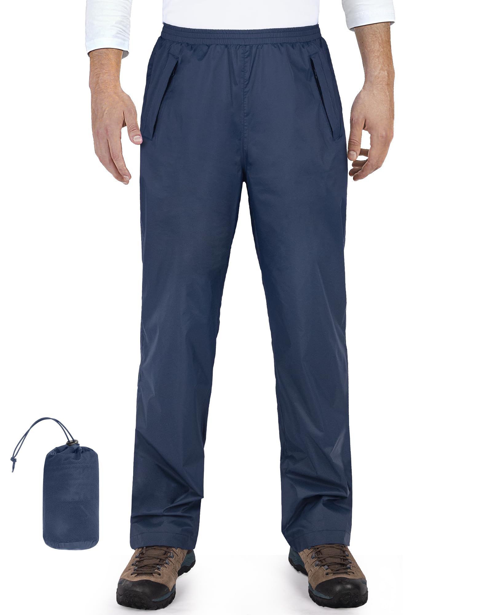 33,000ft Packbare Regenhose Herren Wasserdicht Leichte Fahrrad Überziehhose Winddicht Reflektierende Wanderhose zum Golf Outdoor Angeln
