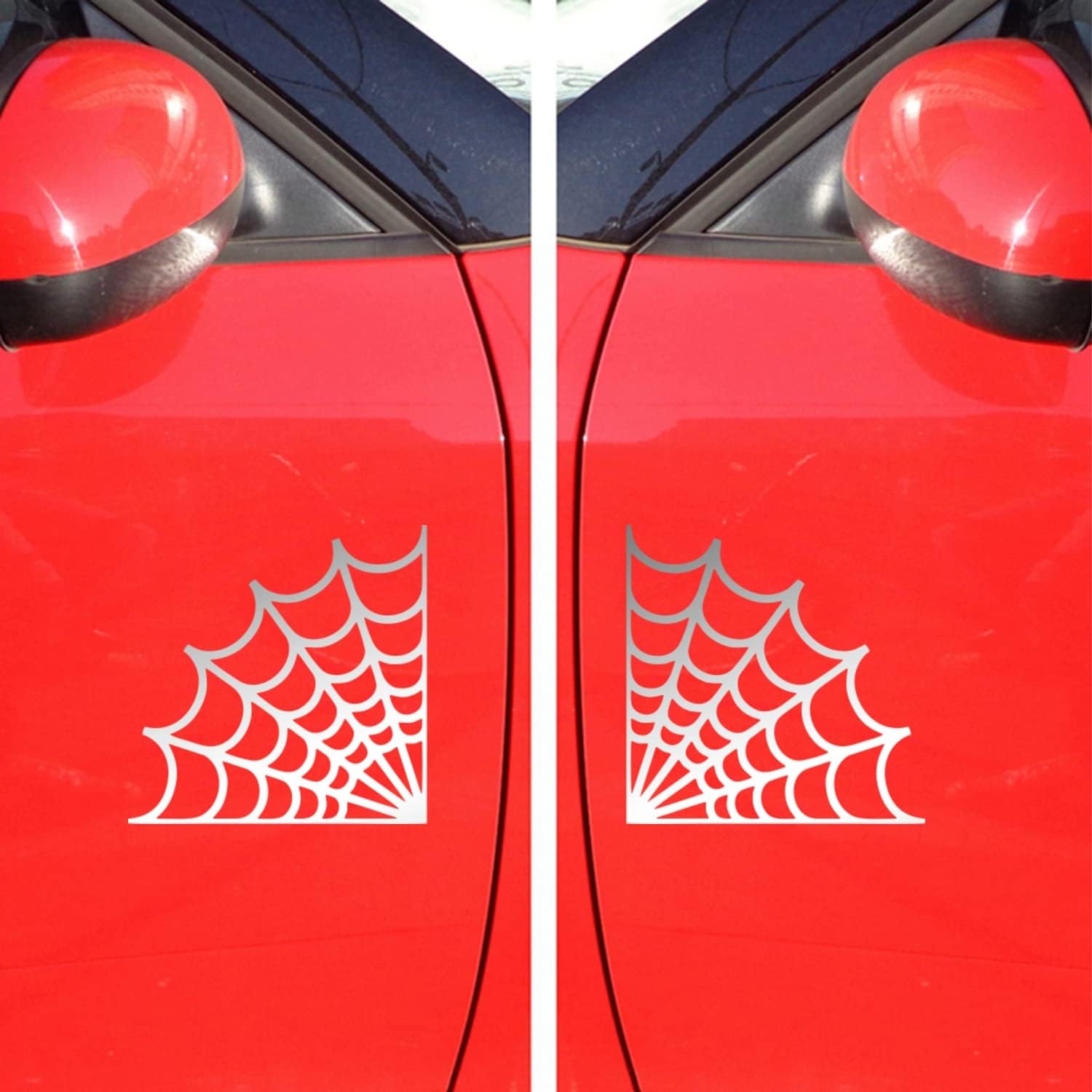Corner Spider Web Cobweb Decal Vinyl Sticker - Mirror Images Reversed Die Cut No Background Choose Size Color (4'' x 4" (10.2cm x 10.2cm), Red) image 2