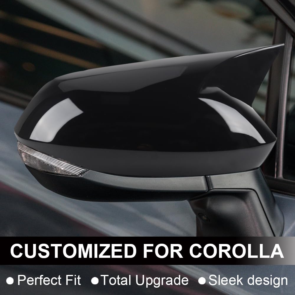 BOYUER 2 tapas protectoras de ABS para espejo retrovisor lateral de coche, accesorios exteriores para Toyota Corolla 2020, 2021, 2022, 2023, 2024, 2025, 2026, 2019-2025 (negro piano)