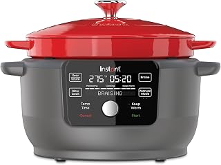 Instant Pot Precision 6Qt Electric Dutch Oven - 5-in-1 Enameled Cast Iron Braiser, Slow Cooker, Sauté, Warmer - Red, Stovetop & Oven Safe