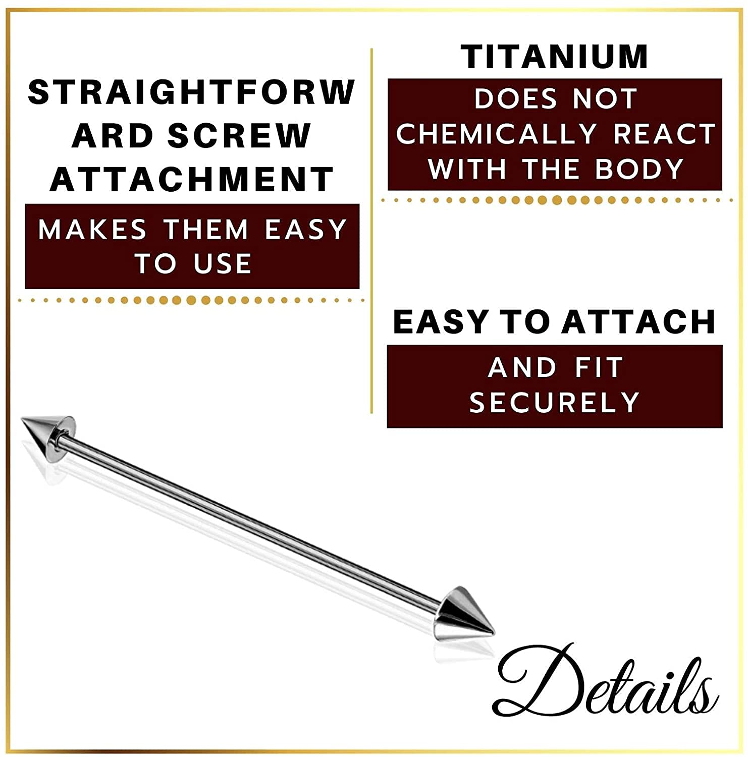 Surgical Steel Spike Upper Ear Industrial Barbell Piercing Ear Studs
