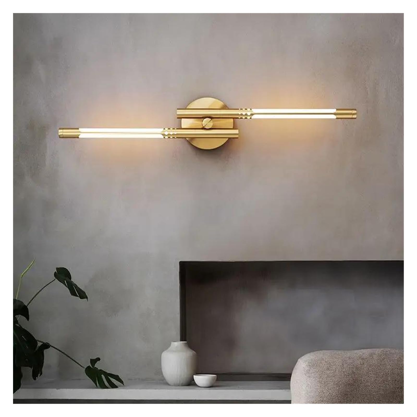 ZTCHSENZT Wall Sconces, Nordic Copper Sconce Wall Lamp V-intage Bedroom LED Light Sofa Aisle Background Decor Indoor Lights,Two Head E