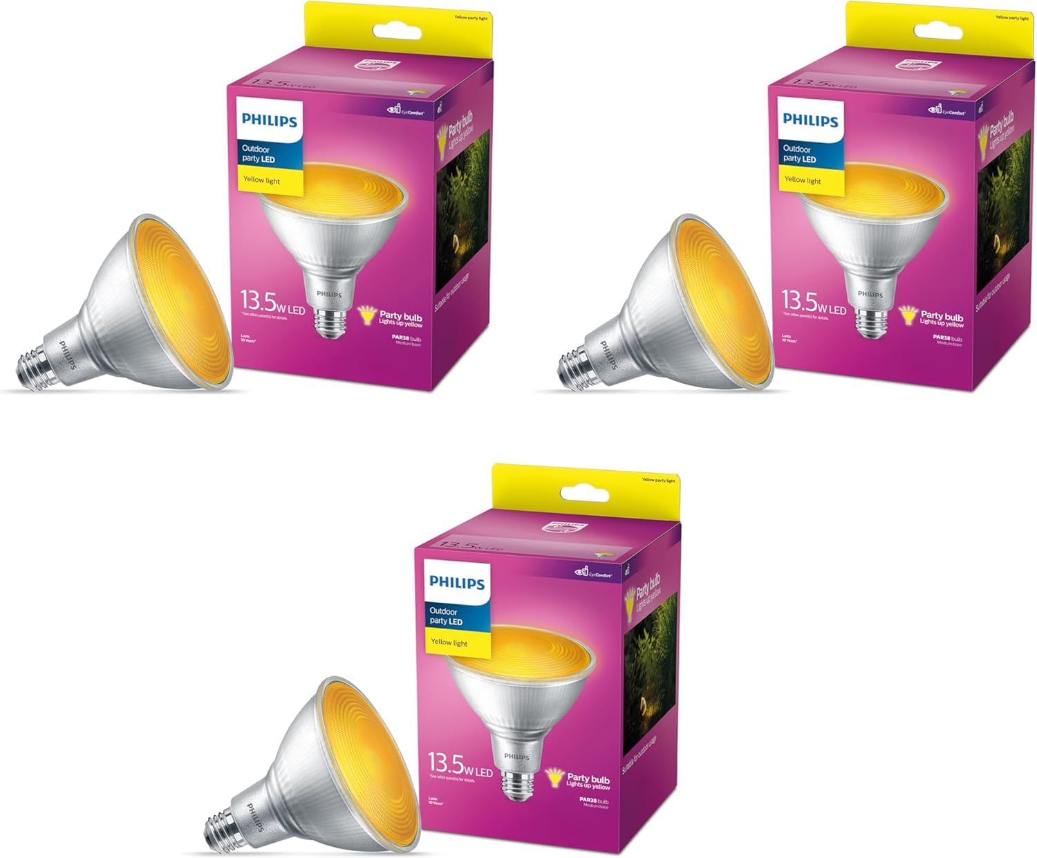 Amazon.com: PHILIPS LED 90W PAR38 3-Pack Outdoor Yellow Party