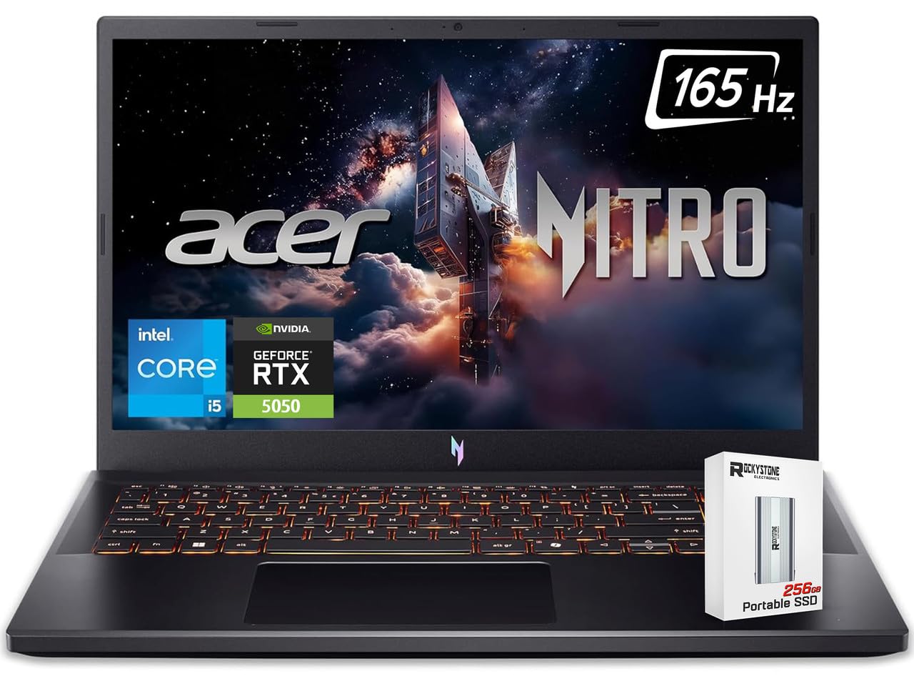 Nitro V 15 Gaming Laptop, 15.6" FHD 165Hz Display, 13th Intel 8-Core i5-13420H(>Intel i7-1260P), NVIDIA GeForce RTX 5050 8GB GDDR7 Graphics, Backlit KB, Win11 Home, W/256GB PSD(16GB|512GB SSD)