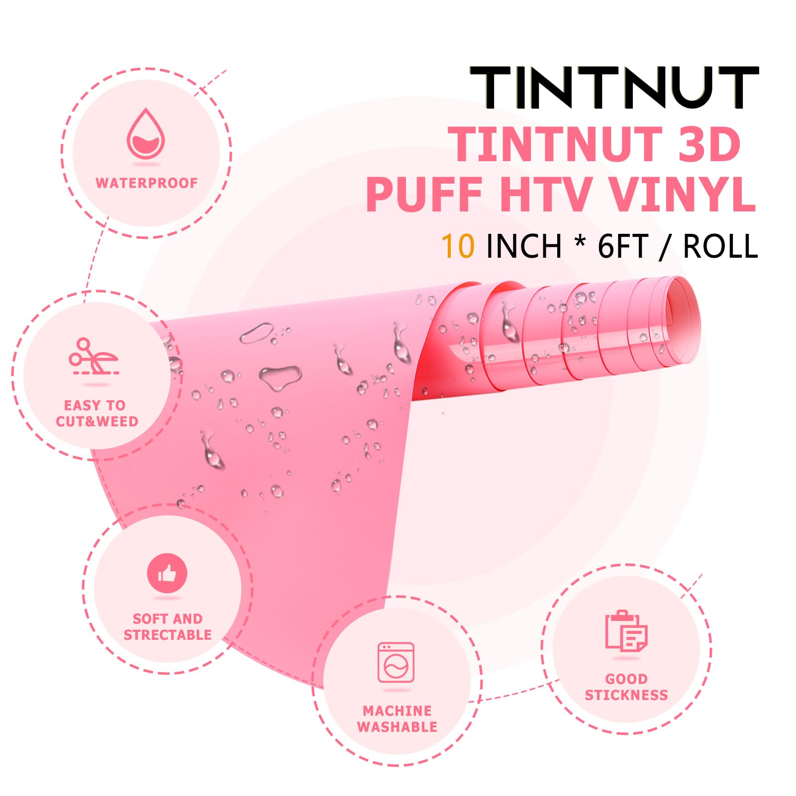 Tintnut 3D Puff Vinyl Heat Transfer 10 Sheets 30 x 25 cm Pastel Pouffe HTV Puff Heat Transfer Vinyl for T-Shirts DIY Tintnut 3D Puff Vinyl Heat Transfer 10 Sheets 30 x 25 cm Pastel Pouffe HTV Puff Heat Transfer Vinyl for T-Shirts DIY