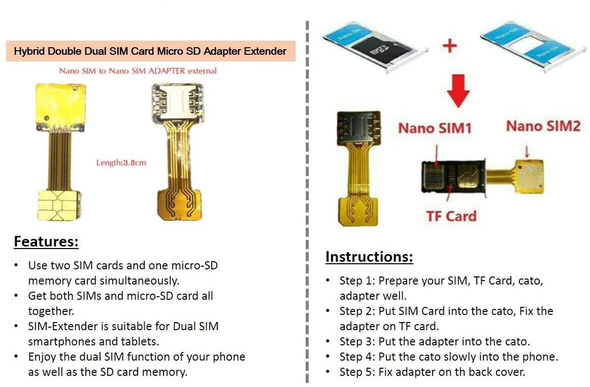 1 pz Adattatore per scheda doppia SIM ibrida Adattatore di estensione Micro SD Nano SIM per Android