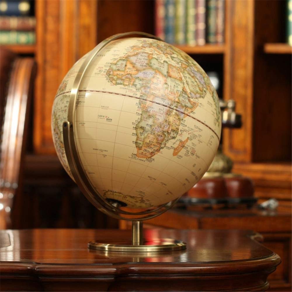 Antique World Globe for Adults - 720 ° Free Rotation Geographical Education Globe Tabletop Earth Globe Ornament Educational Toys