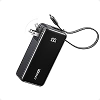 Anker Nano 3-in-1 10,000mAh Power Bank: 30W Fast Charging, Built-in USB-C Cable, Foldable Plug for iPhone 16/15, Galaxy, MacBook Travel Charger