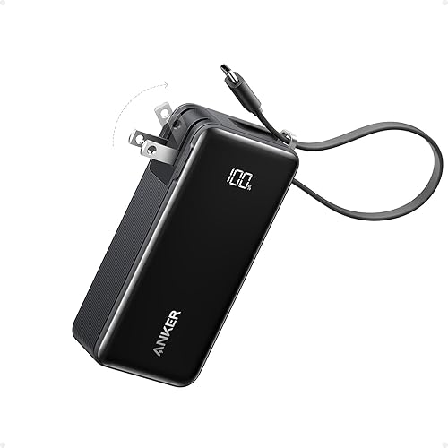 Anker - Cargador portátil nano 3 en 1 para iPhone, 10 000 mAh, con cable USB-C integrado y enchufe de pared plegable, paquete de batería de 30 W