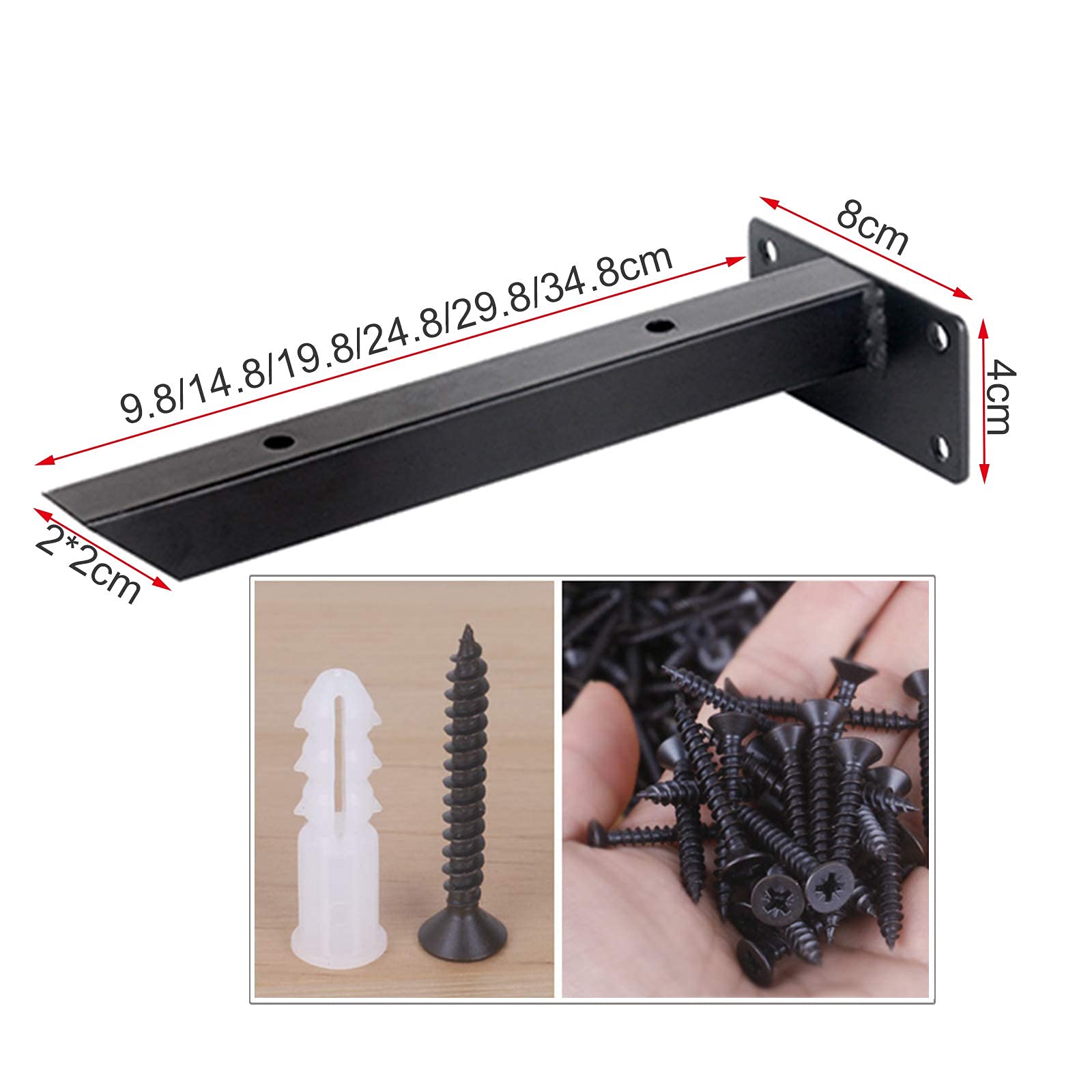 Staffe per mensole in 2 Pezzi, Supporto per scaffalature in Metallo, Supporti per scaffalature industriali Pesanti, Supporto per mensole a Parete per Fai da Te + Viti