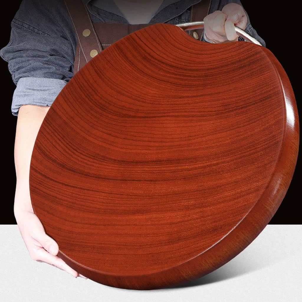 Premium Wooden Double-Sided for Kitchen Heavy Round Cutting Board with Stainless Steel Handles for Vegetables Cutting Board for Carving Meat or Vegetables (44cm/17.3in)