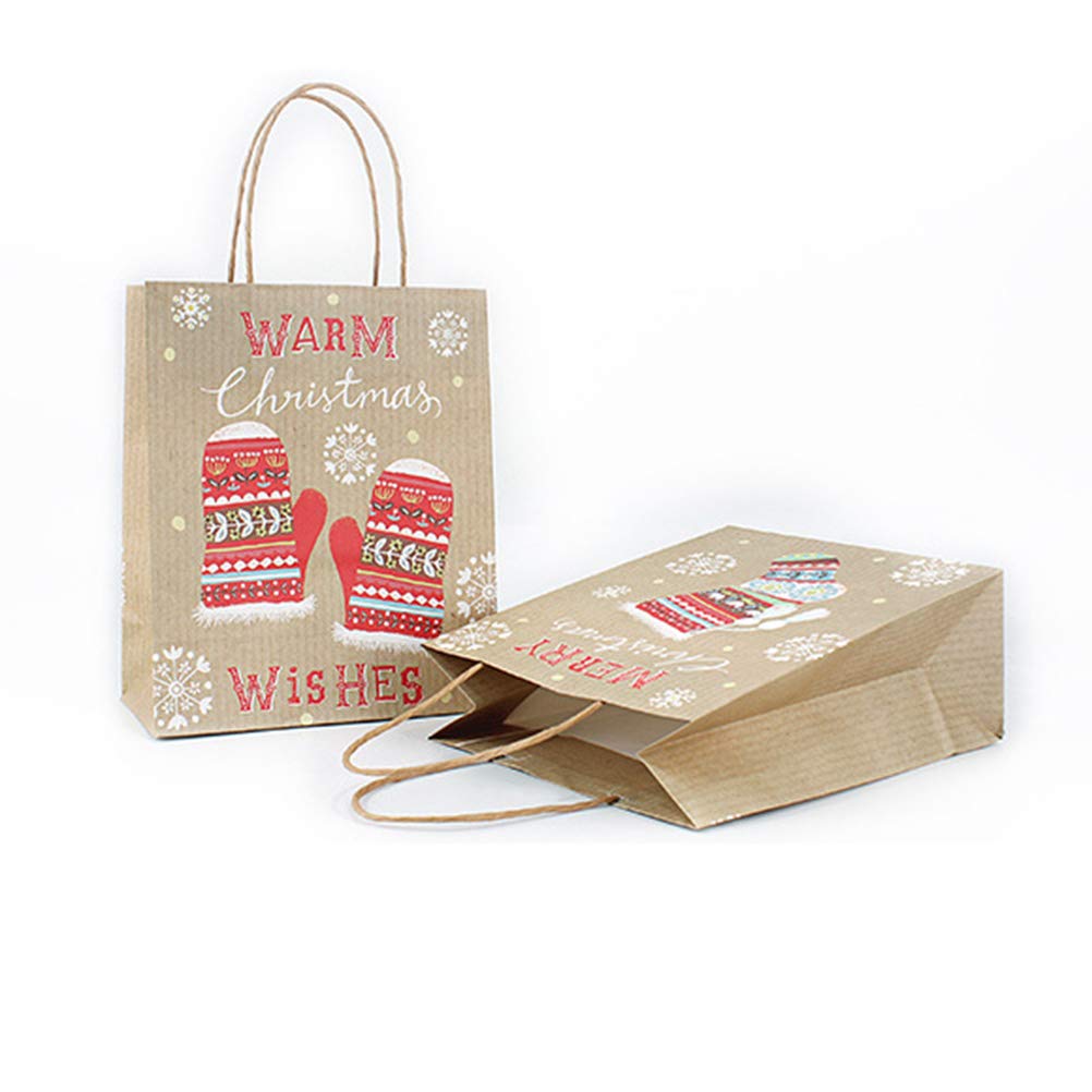 20 Pz Sacchetto in Carta Kraft Decorazione Di Natale Borse Natalizie Borsa Pupazzo Di Neve Borsa Artigianale Natalizia Portatile Sacchetto Di Caramelle