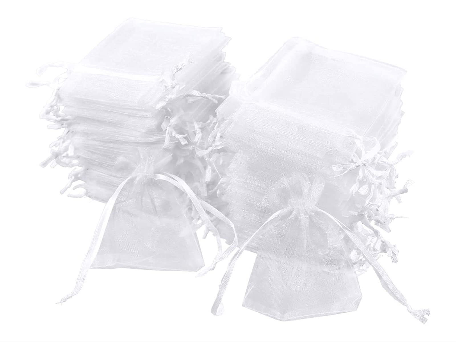 CarehabiCarehabi 100 Pcs Organza Gift Bags White 7x9cm Small Jewelry Pouches Wedding Jewelry Bag Favour bags Lavender Bag for Wedding Birthday Party Christmas Candy Mesh Bags