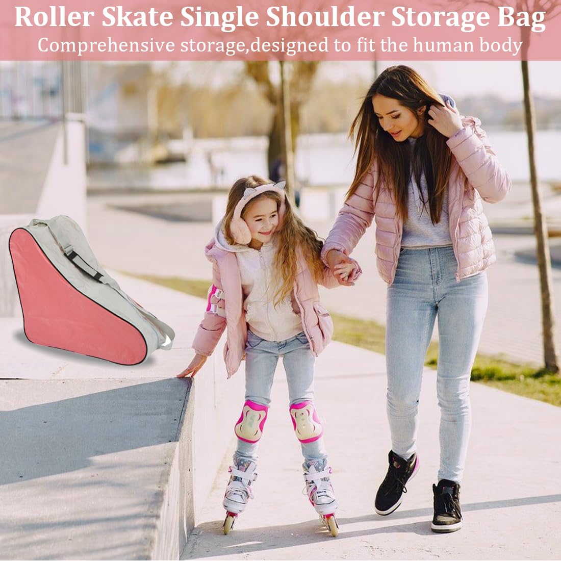 1 Artículo Patinaje sobre Ruedas Patín Bolsa de Funda, Correa de Hombro Ajustable Patín Bolsa de Transporte Bolsa de Patín para Mujeres Hombres Niños（Red）