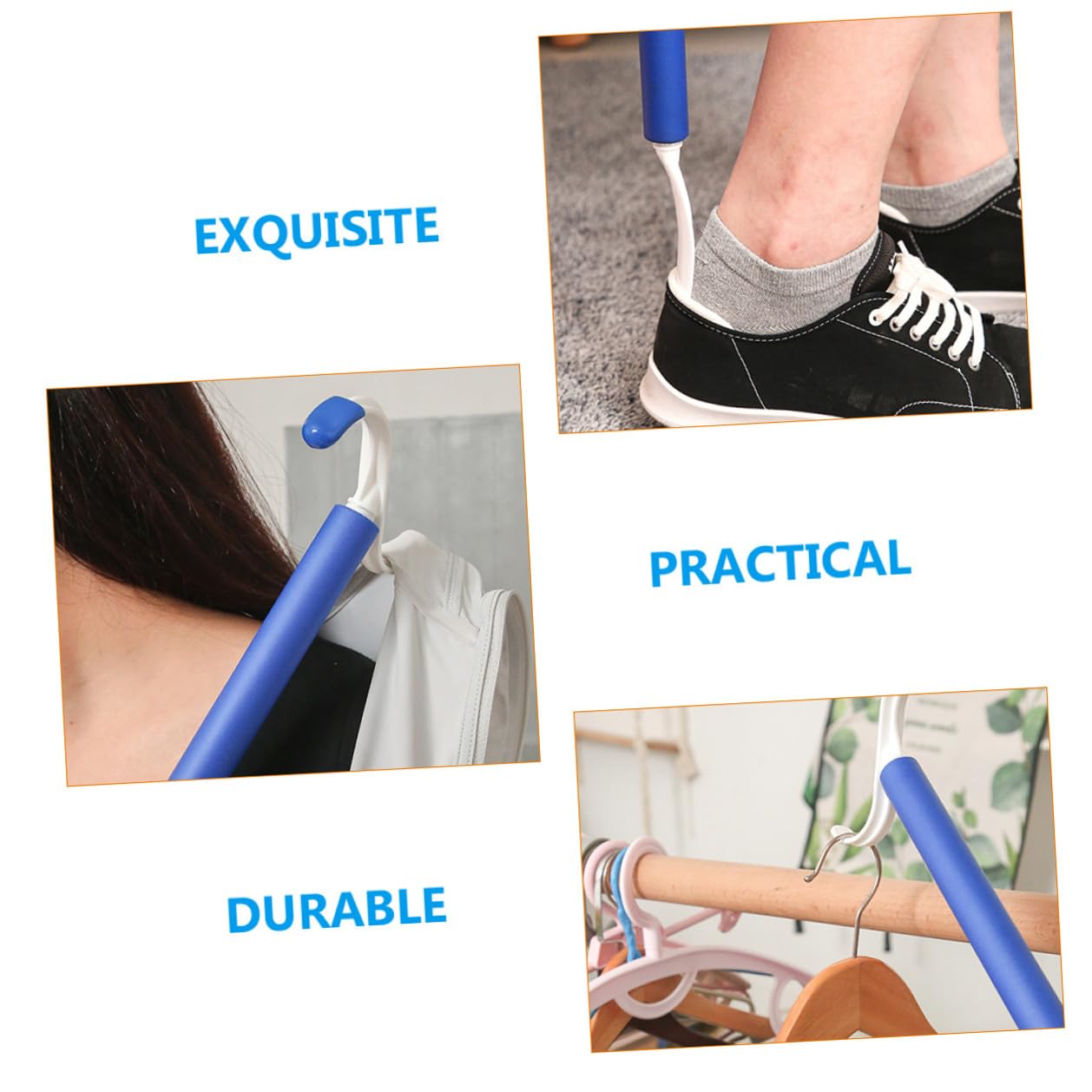 2 Bastones de Vestir Profesionales y Calzadores Auxiliares Ligeros y Portátiles para Facilitar el Calzado, Diseño Ergonómico para Personas Mayores y Discapacitadas Hogar