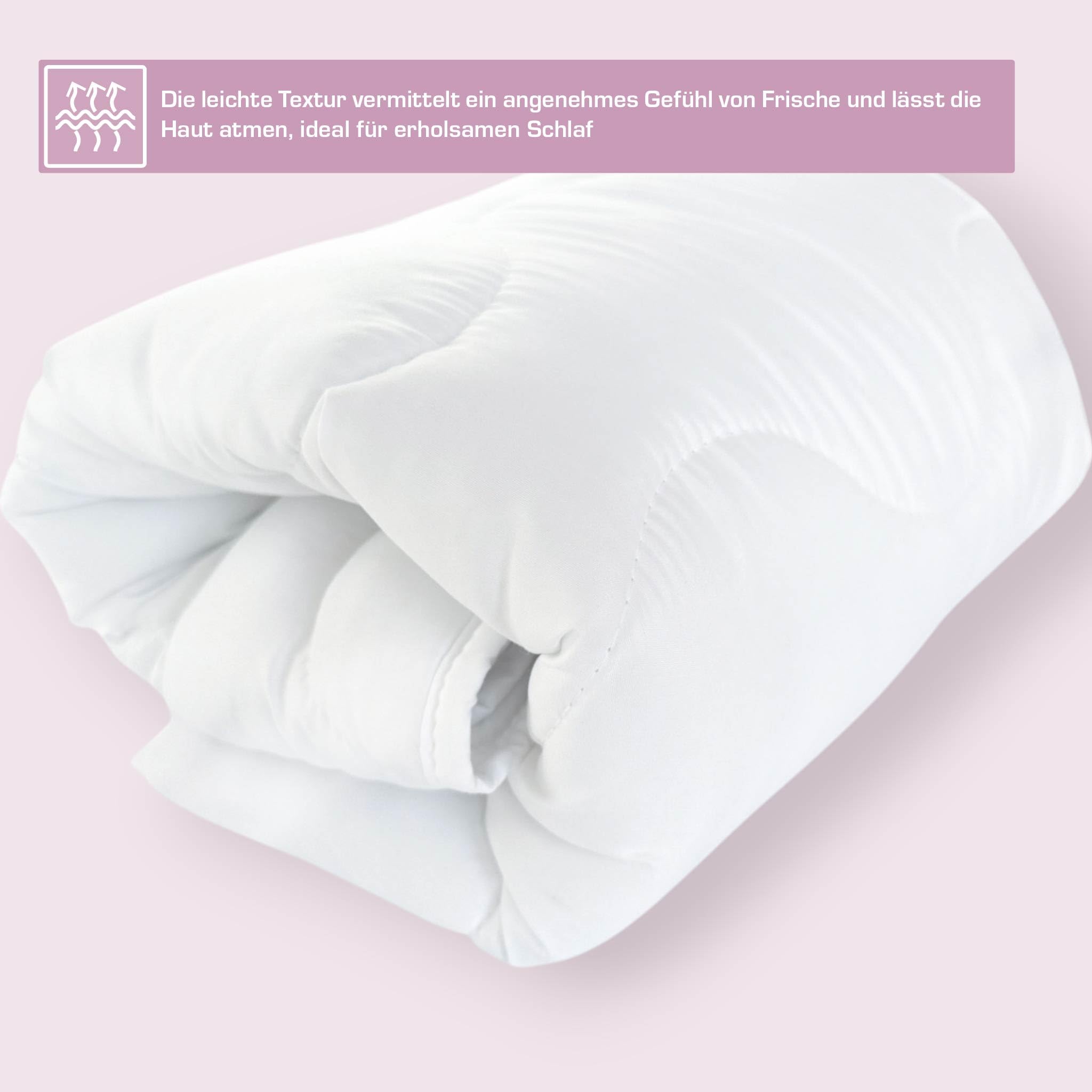 PLUMERI Kinderbettdecke 100x135 cm + Kissen 40x60 cm, 2-teilig, ganzjährig | HCS-Füllung 200 g/m², flaches Profil, Silikonfaser 180 g, waschbar bis 95 °C, ohne Bezüge und Laken, OEKO-TEX Rohstoffe