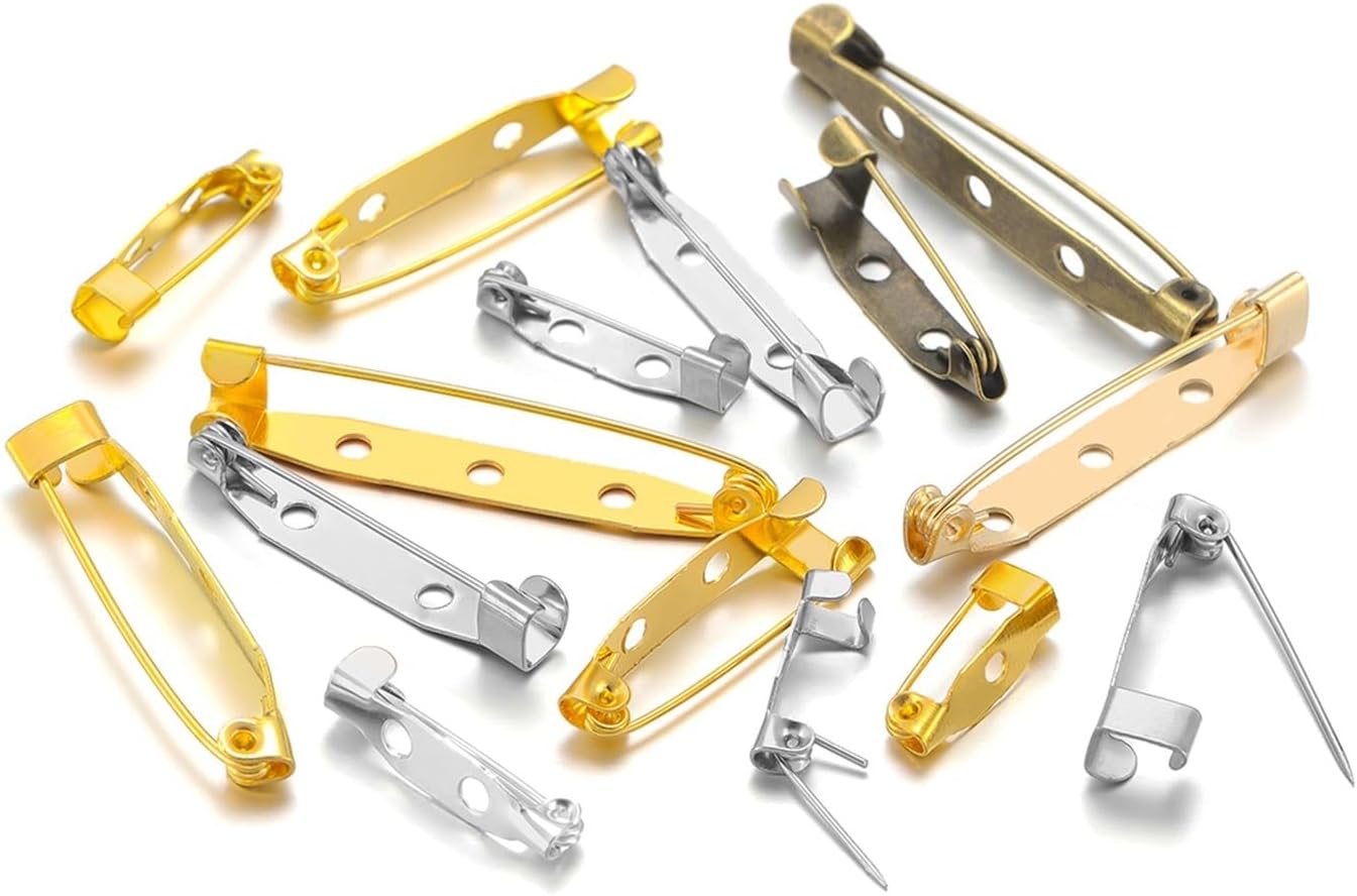 Back Clasp Brooch pin badges50pcs/lot 15-40mm Brooch Clip Base Pin Blank Pins Broochs Blank Base For DIY Jewelry Making Supplies (Color : Gold, Size : 30mm 50Pcs) ( Color : Gold , Size : 35mm 50Pcs )