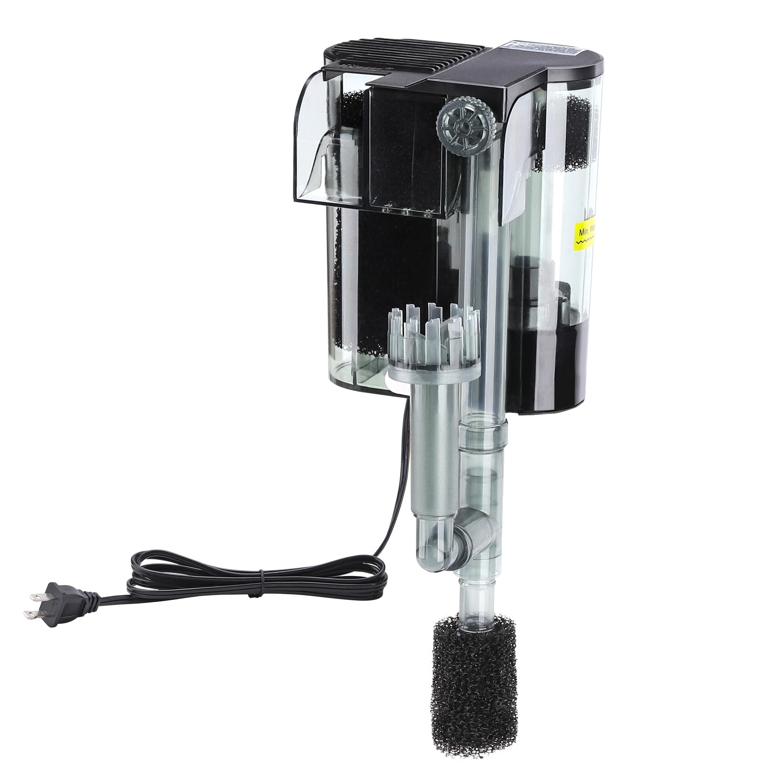 hygger Hang On Back Aquarium Filter, Small Fish Tank Filter Waterfall Filtration System, Adjustable Water Flow with Surface Skimmer, Replaceable Sponge Quiet Hanging Filter for Tank 5~10 Gal