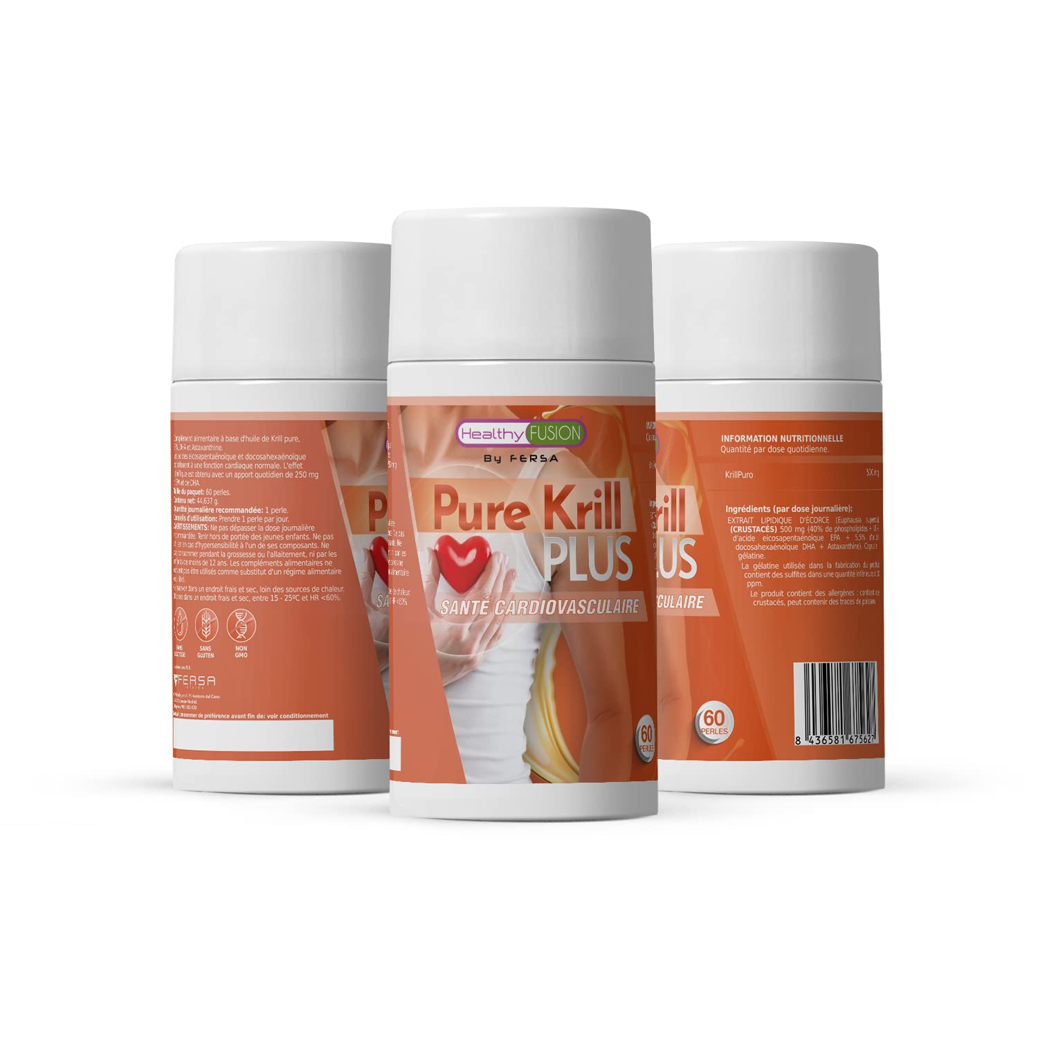 Huile de krill Pure unique + EPA/DHA + Astaxanthine bio-assimilée | Régule les niveaux de cholestérol et de triglycérides | Action cardio-protectrice, antioxydante et anti-inflammatoire | 60 gélules.