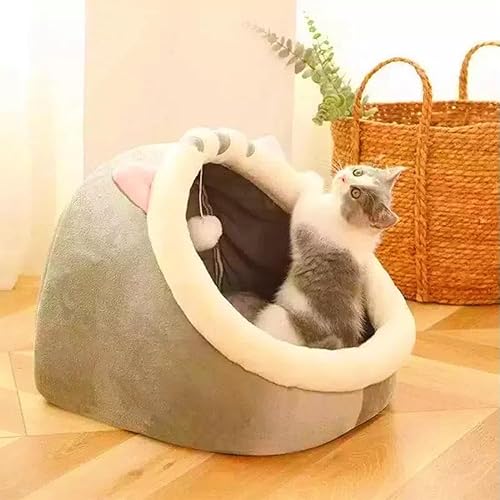 Miniatura 4 de Cama cubierta para gatos, camas ortopédicas de espuma viscoelástica para gatos de interior, diseño de cueva cerrada con cojín interior lavable,