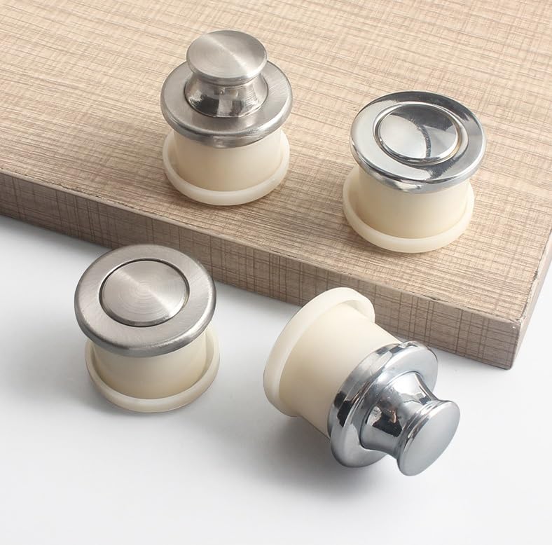 SWR Round Circular Flush Recessed Concealed Handle Push Button Pop-up Drawer Handles, Simple Retractable Spring Pulls, for Cabinet Door Drawer Nightstand Handle Home Hardware Accessories, 4 Pcs