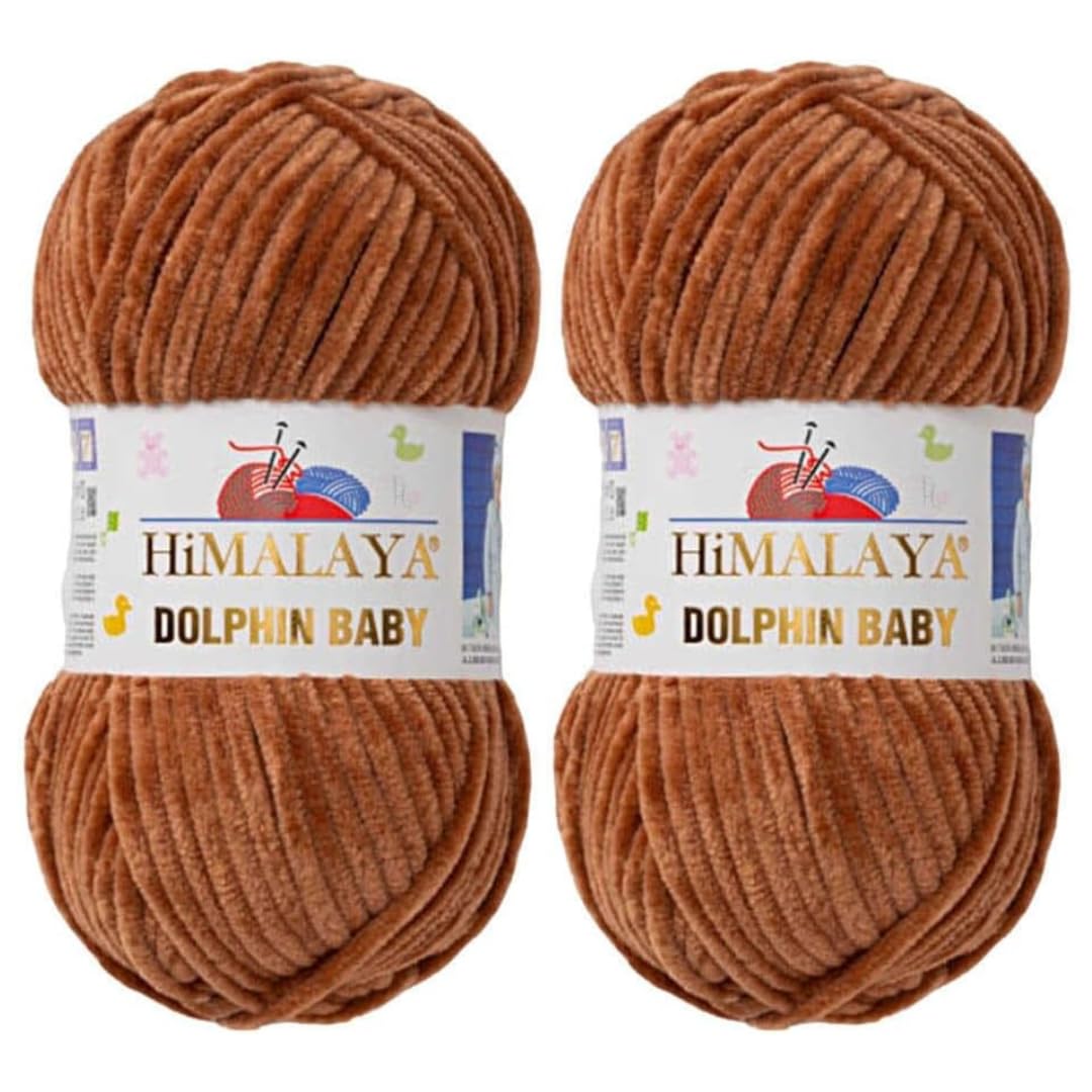 Himalaya Dolphin Baby Yarn 2 X 100g Skeins Super Bulky Yarn for Knitting/Crochet Ideal for Cardigans Shawls Blankets Hats and Home Textiles (2, 80337 Dark SAFRANE)