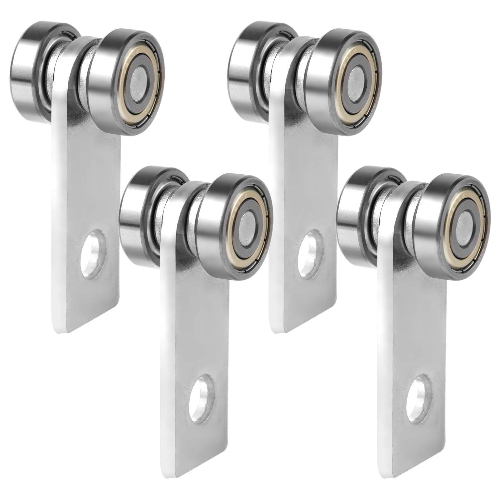 4uds Rodillos de Montaje de Carro de 2 Ruedas, Carro de Canal de Puntal Plateado Conjunto de Carro de Dos Rodamientos para Canales de Puntal 4,13cm de Ancho y Todos Los de 4,13cm O Más Altos