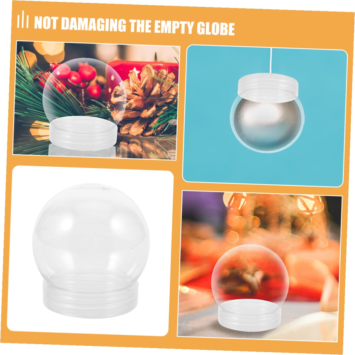 Mipcase 24 Pezzi Globi di Neve Vuoti Trasparenti in Plastica 270Ml Coperchio per Decorazioni Fai da Te Natalizie Superfici Lisce senza Sbavature Adatti per Artigianato e Abbellimenti