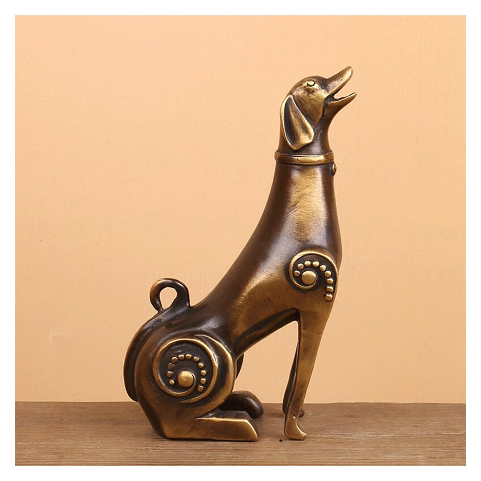 Arredamento artistico con motivi animali Scultura da tavolo in ottone, statua di cane, ornamenti zodiacali, scultura, artigianato in metallo retrò, decorazioni for soggiorno, bancone, ufficio