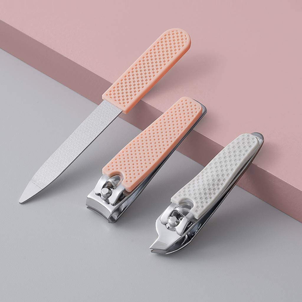 Stainless Steel Nail File Clipper Manicure Set 3PCS Trimmer Set Slant Callus Shavers Fingernail Cutter Clippers Tools