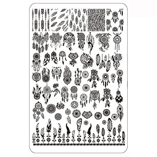 Lovenails | XXL Stamping Schablone 3 | Traumfänger Federn Indianer Muster | für spannende Nailart und Naildesigns…