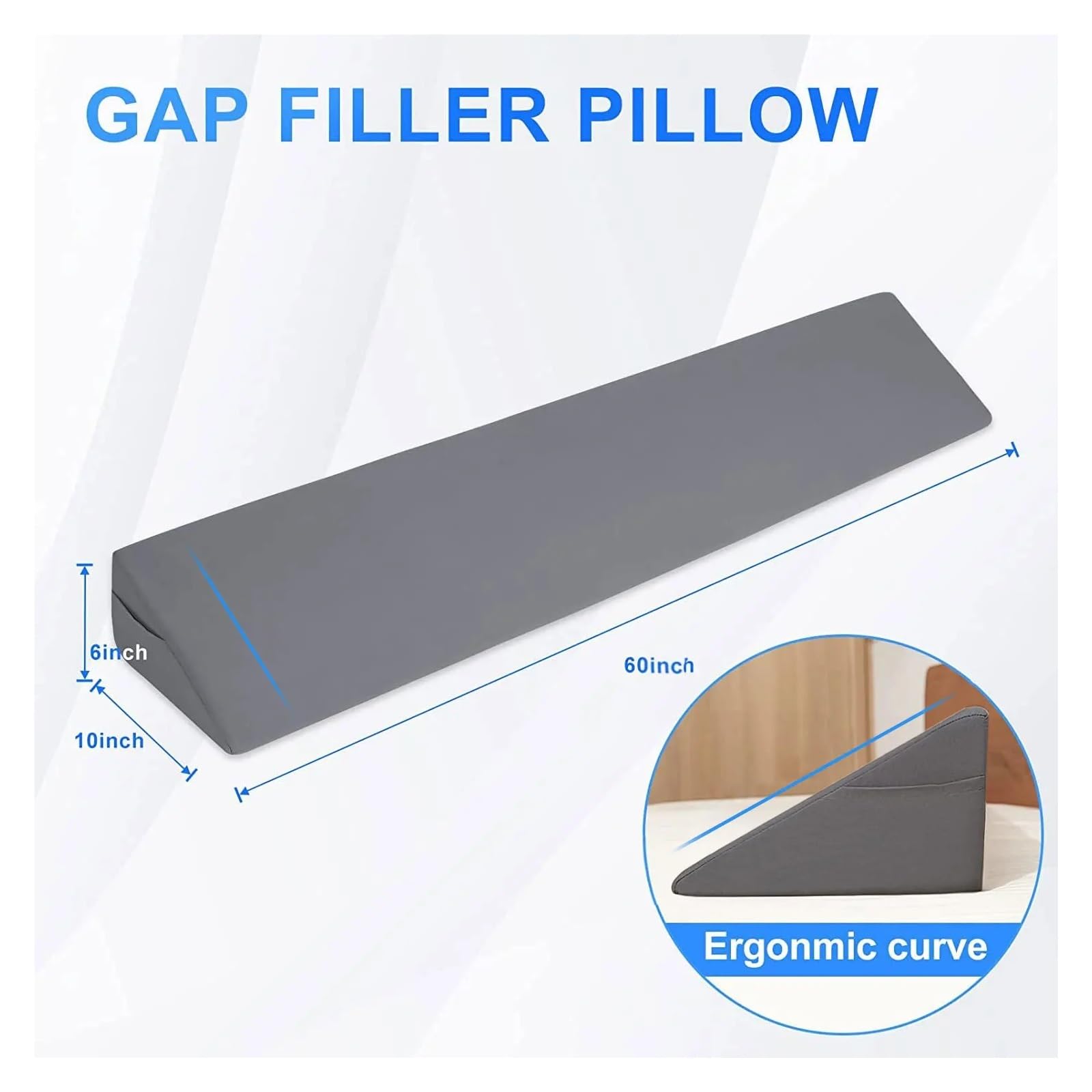 Almohada De Espuma Con Memoria Almohada De Espuma Viscoelástica Almohada En Forma De Cuña for Dormir Almohada De Cabecera Triangular Colchón De Relleno De Espacios for Dormitorio Junto A La Cama Capa