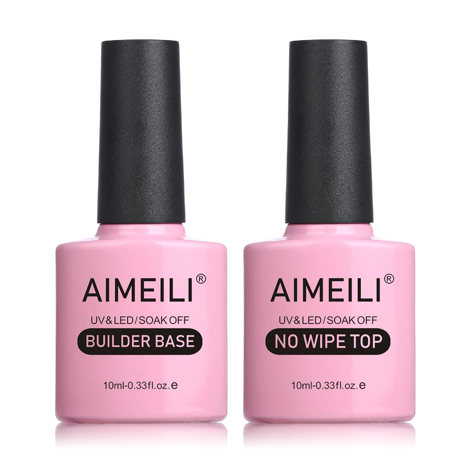 AIMEILI 5 in 1 Builder Base Hema Free Clear Builder Nail Gel for Nails Extension and No Wipe Top Set Soak Off U V LED Cruelty Free Vegan Gel Nail Lacquer